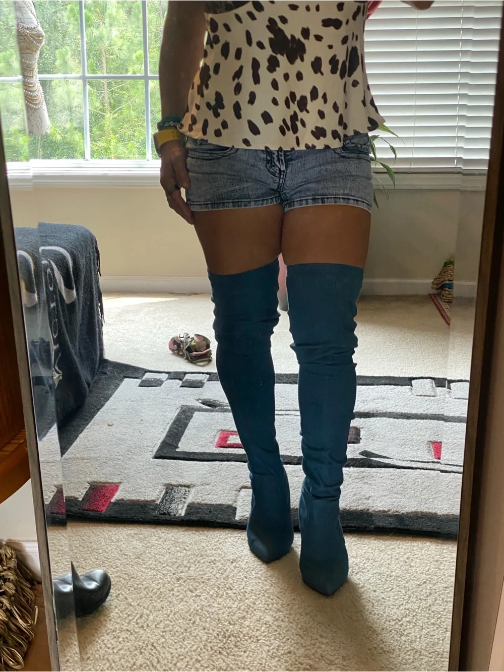 Blue Over-the-Knee Pointed Toe Stiletto Boots denim